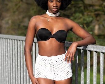 Handmade White Crochet Shorts