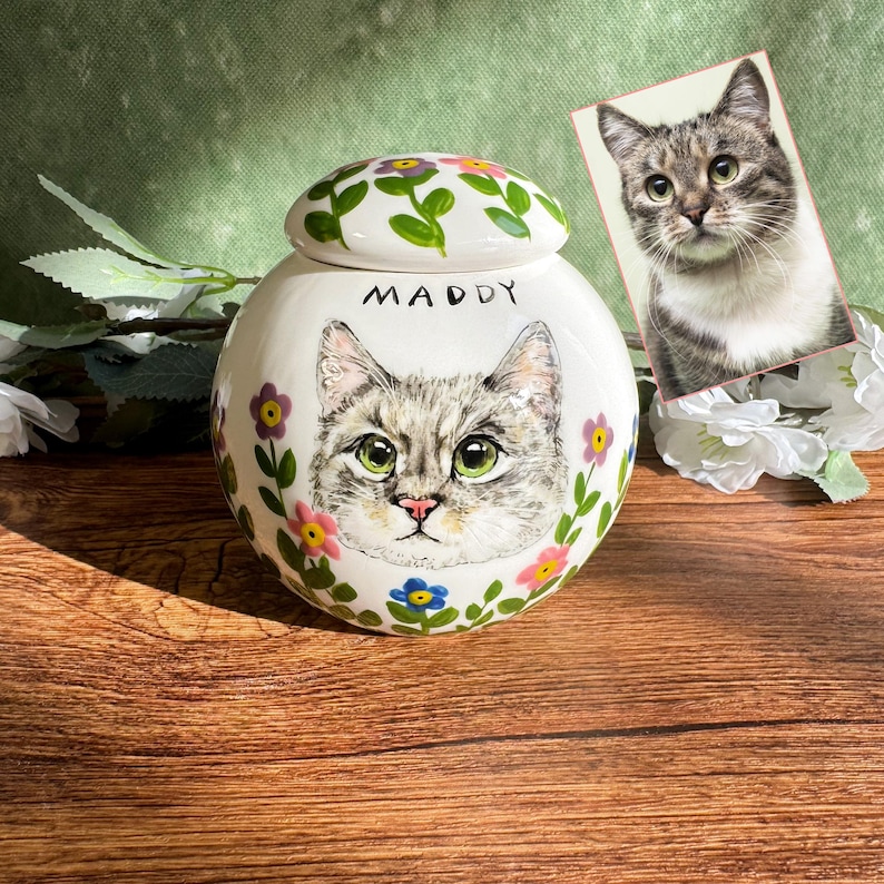 Hand-Painted Pet Portrait Urn | Personalized Ceramic Keepsake image 1