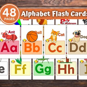 A-Z Alphabet Flashcards Printable | Toddler Learning Cards | Preschool Educational Resource | Digital PDF Download