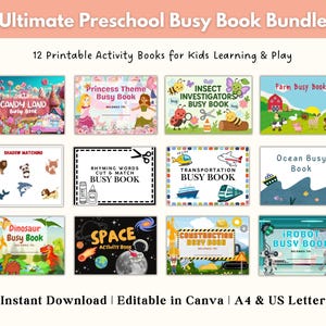 Preschool Busy Book Bundle Printable | 12 Toddler Activity Binders | Educational Learning Workbooks | Digital PDF Download