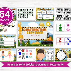 Construction Busy Book Printable | Toddler & Preschool Learning Binder | Educational Activities Workbook | Homeschool PDF