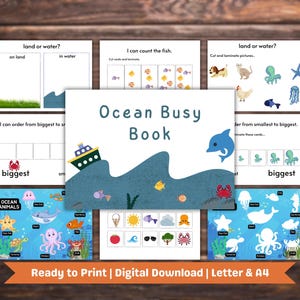 Ocean Busy Book Printable | Toddler Learning Binder | Preschool Activities Workbook with Bonus Pages | Digital PDF Download