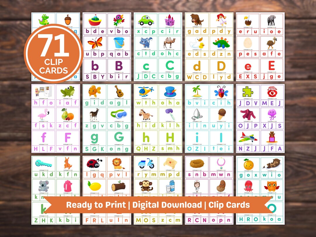 A-Z Alphabet Clip Cards Printable | Phonics Matching Activity | Toddler ...