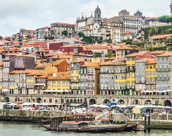 Porto Portugal Wall Art, Ribeira District Print, Colorful European Cityscape, Douro River Photography,
