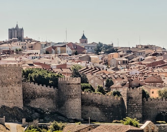 Avila Spanien Fotografie Druck: Mittelalterliche Stadt Mauern, Hausdeko