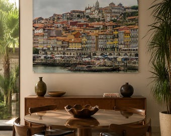 Porto Portugal Wall Art, Ribeira District Print, Colorful European Cityscape, Douro River Photography,