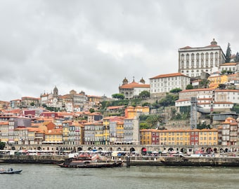 Colorful Porto Riverside – Douro River Cityscape Photography, Portugal Architecture Wall Art, Historic Porto Skyline