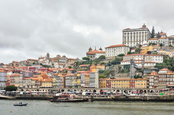 Colorful Porto Riverside – Douro River Cityscape Photography, Portugal Architecture Wall Art, Historic Porto Skyline