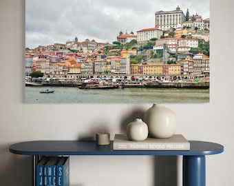 Colorful Porto Riverside – Douro River Cityscape Photography, Portugal Architecture Wall Art, Historic Porto Skyline
