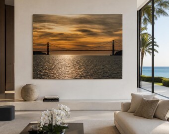 Golden Gate Bridge zur Goldenen Stunde | San Francisco Fine Art Metalldruck