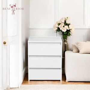 3 storage drawer bedside table white Cabinet living room bedroom furniture hallway decor coffee table sofa end table bedroom decor modern