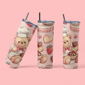 Lindo osito de peluche con pastel y dulces PNG digital sin costuras