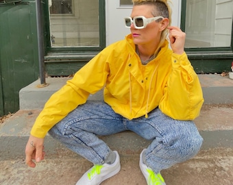 Vintage 80s Yellow Cotton Blend Spring Jacket – Patchington Medium