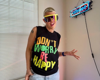 Vintsge ‘80s Don’t Worry Be Happy cropped sweatshirt
