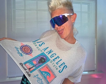 Vintage 80s trashed L.A. beach crop XL