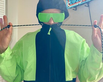 Vintage neon color block half zip windbreaker