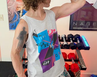 Vintage 90s workout graphic tank XL