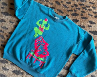 UV-print Alien Tramp op vintage sweatshirt uit de jaren 80