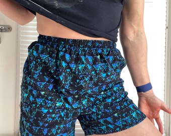 Vintage abstract print swim trunks 80s 90s
