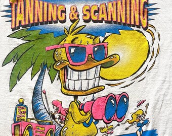 Vintage funny TANNING & SCANNING tourist tank
