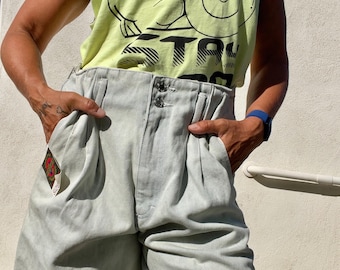 Deadstock licht gewassen mom jeansshort met hoge taille