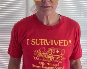 Vintage novelty Stowe, VT “I survived!” tee