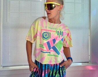 Vintage 90s St. Marten abstract tie dye crop