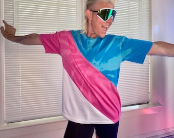 Vintsge 80s geometric color block tee