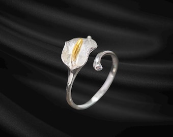 Calla leliering • 925 sterlingzilveren bloemenring