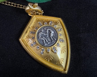18k gouden oude schild zilveren munthanger universele gespketting voor dames