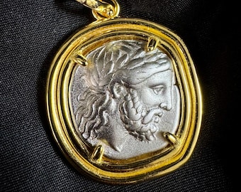 18k gouden hanger met oude Zeus-munt, kerstcadeau