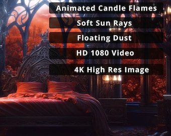 Animé de Château de vampire gothique sombre | Chambre de nuit enchantée | Arrière-plan bouclable HD 1080 pour le streaming, zoom Twitch Vtuber OBS