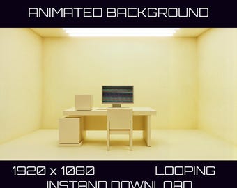 Animerad bakgrund, animationseffekter för The Backrooms Office | 1080 HD-video och 4K-bild | 1080 Vtuber Loopable Stream Overlay OBS Twitch