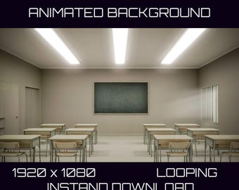 Animerad bakgrund, animationseffekter för klassrummet i bakrummen | 1080 HD-video och 4K-bild | 1080 Vtuber Loopable Stream Overlay OBS Twitch