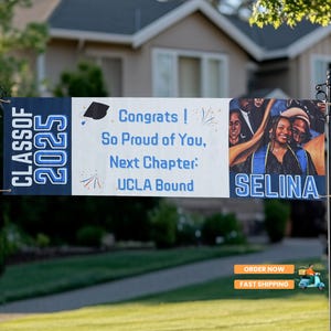 Personalized Graduation Banner: Photo, Name & School - Outdoor Decoration