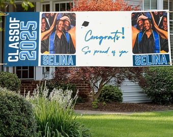 Personalized Graduation Banner: Custom Name, Photo, Class of 2026 Decor