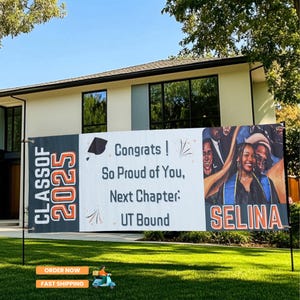 Personalized Graduation Banner: Photo, Name & School - Durable Outdoor Decoration