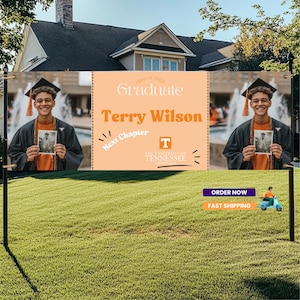 Personalized Graduation Banner: Photo, Name & School - Outdoor Decoration