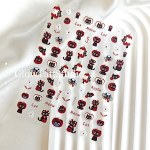 Teen Geometric and Cat Nail Stickers - Stylish Cute Designs for Young Adults - Peel and Stick, Affordable - Under 1 Pounds- Gift For You