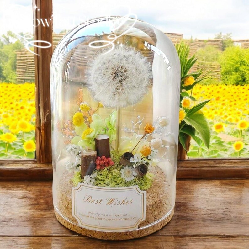 JoyFlower Preserved Real Dandelion In Glass Dome - Eternal Flower Gift For Women, Friends, Sisters - View #3