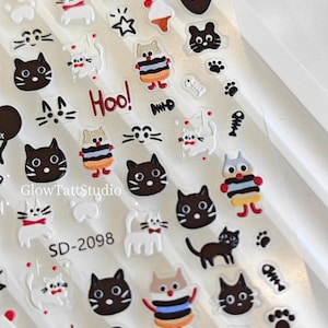 Cute Cat Nail Stickers for Playful Nail Art - Peel and Stick, Waterproof, Long-Lasting - Perfect Gift for Cat Lovers - Under 1 Pounds