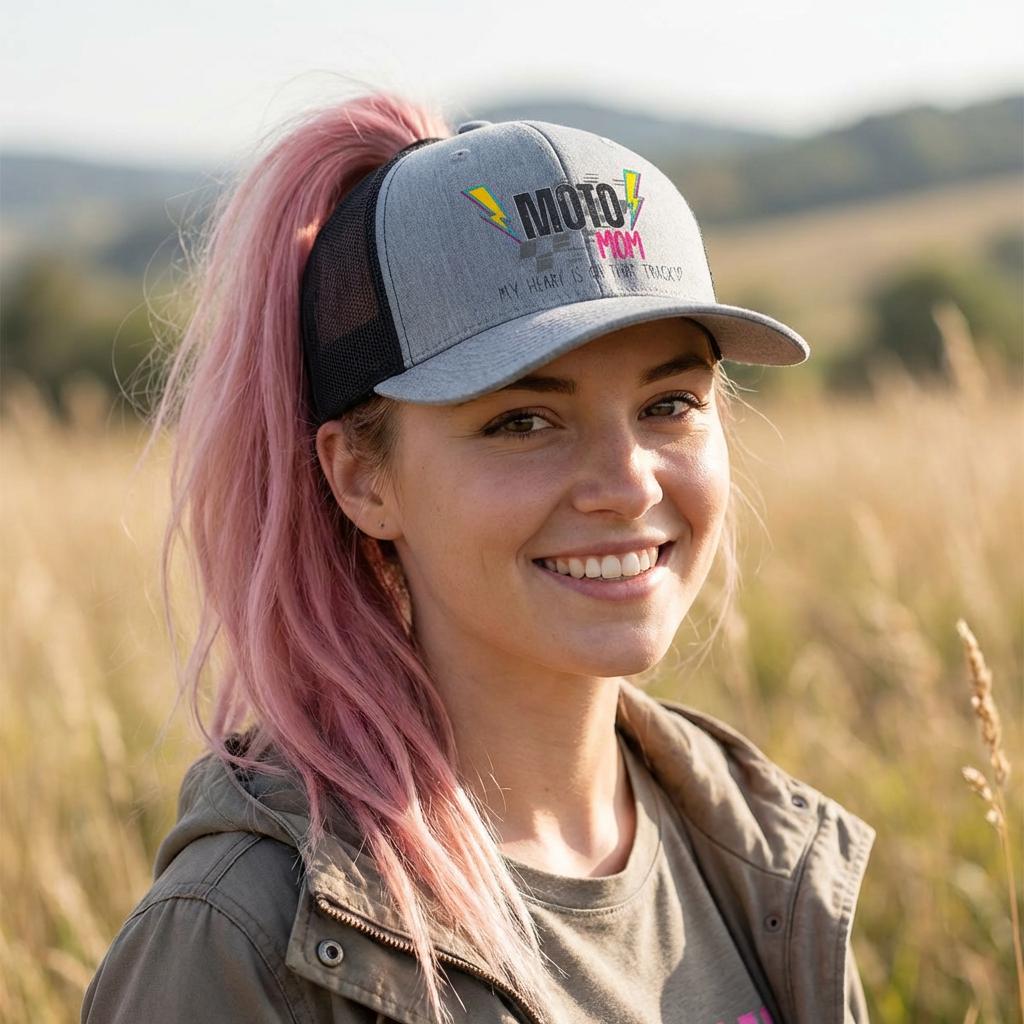 Edgy Moto Mom Mesh Cap | Trendy Hat for Motocross Moms Dirt Bike Mama ...
