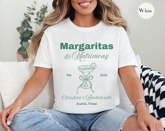 Personalized Margaritas and Matrimony Bachelorette Shirt, Margs and Matrimony, Bachelorette Shirt, Bach Shirt, Tequila Bachelorette Shirt