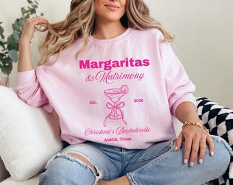 Personalized Margaritas and Matrimony Bachelorette Sweatshirt, Margs and Matrimony, Bachelorette Shirt, Bach Sweatshirt, Girls Trip Shirt