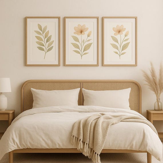 Neutral Floral Botanical Printable, Minimalist Watercolor & Graphite, 8x10 Wall Art, Instant Download