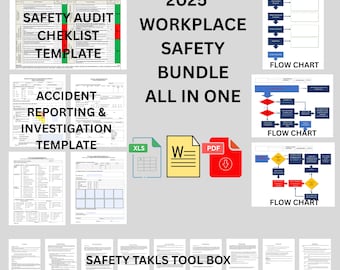 Workplace Safety Bundle , Health & Safety templates ,OSHA Compliance templates ,Safety Audit checklists, HSE, Safety training,Tool Box Talks