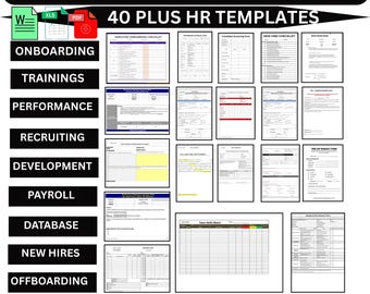 Human Resources Templates|HR template|HR Forms|Employee Onboarding|Employee skills matrix|Training, Performance Review|Editable Word | Excel