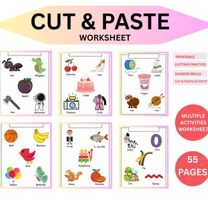 Cut and Paste Activities |Cut and Paste Printable |Cut and Paste Animals | Scissor Skills | Cutting Practice |Toddler Printable| Pre-School