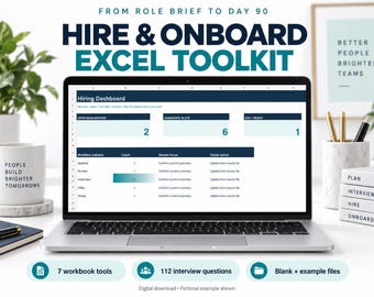 Hire and Onboard Excel Kit , Applicant Tracker, Interview Scorecard, 30 60 90 Day Onboarding Plan, HR Hiring Templates , All in One