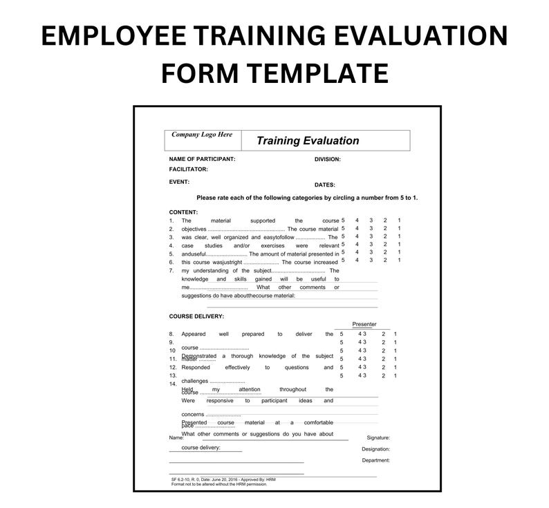 Training Effectiveness Form Example Employee Training Evaluation Form Template|staff Training Assessment ...